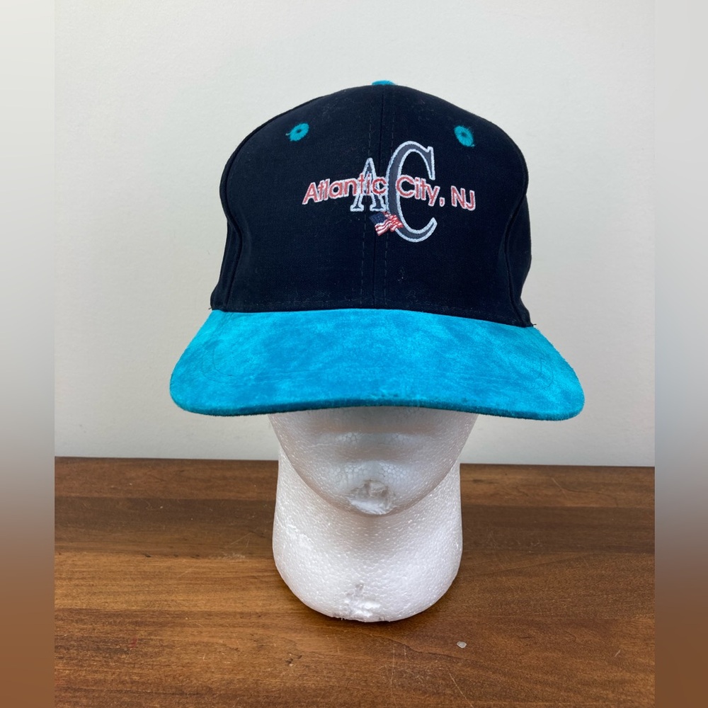 Vintage Atlantic City NJ Snapback Trucker Hat Baseball Cap Souvenir Velvet Bill.